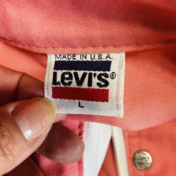RARE VTG Y2K Women’s Levi’s 2 Tones Pink & White Bomber Jacket Sz Large Full Zip - Picture 9 of 11